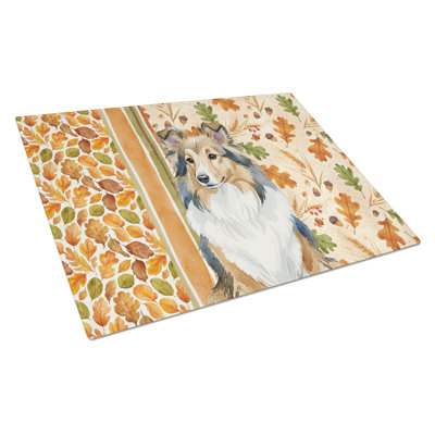 Sable Sheltie Heirloom Fall Glass Cutting Board