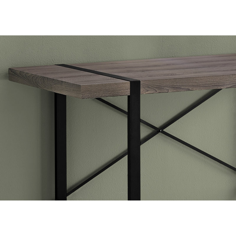 Bureau à domicile - Modèle de bureau d'ordinateur - l 49 po en stratifié taupe avec pieds en métal noir et support pour dossier de table de 48 po