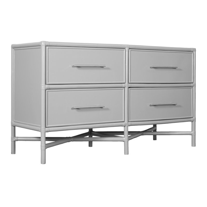 Venice 4 Drawers 54" W Double Dresser, Light Gray