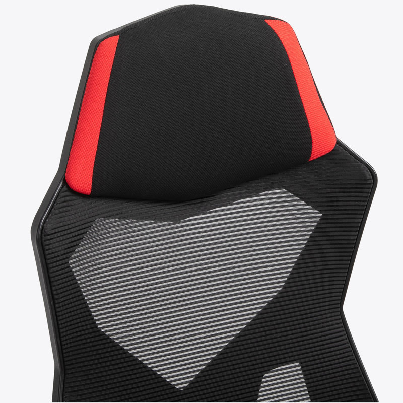 Red and Black High Back Mesh Executive Swivel Chair with Fixed Arms