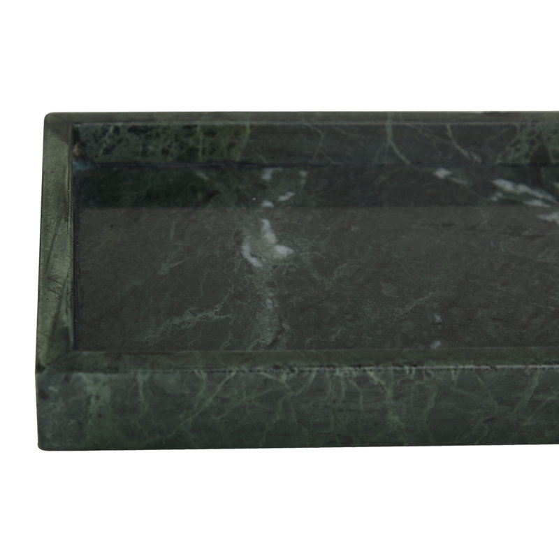 Marble Decor Tray with Raised Border Set, 1.4" H x 13.95" W x 7.05" D, Green