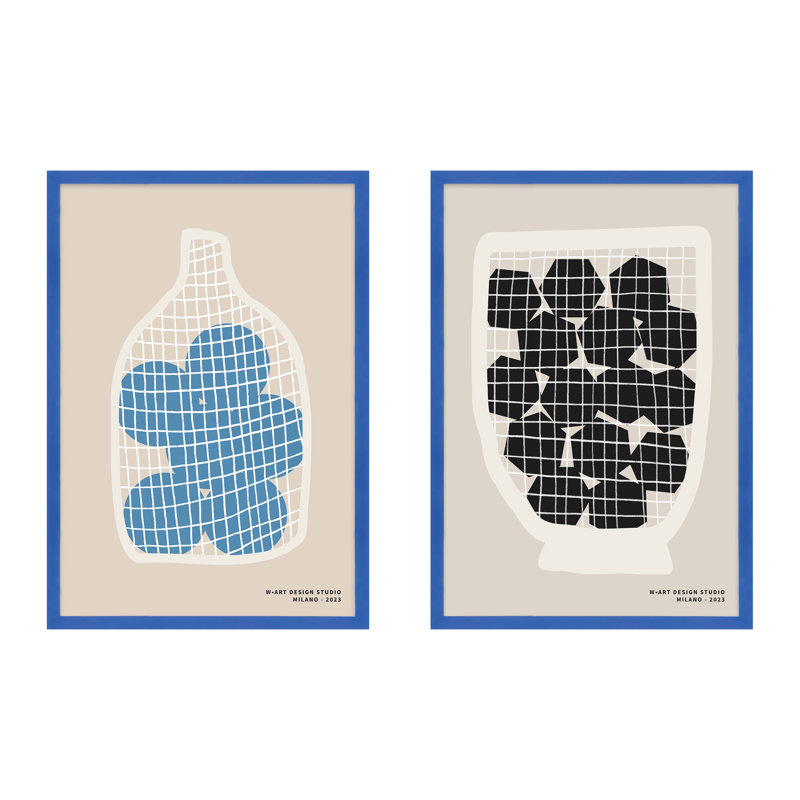 Balls And Hexagons Print, 38" H x 26.5" W x 1.25" D, Blue Framed Paper