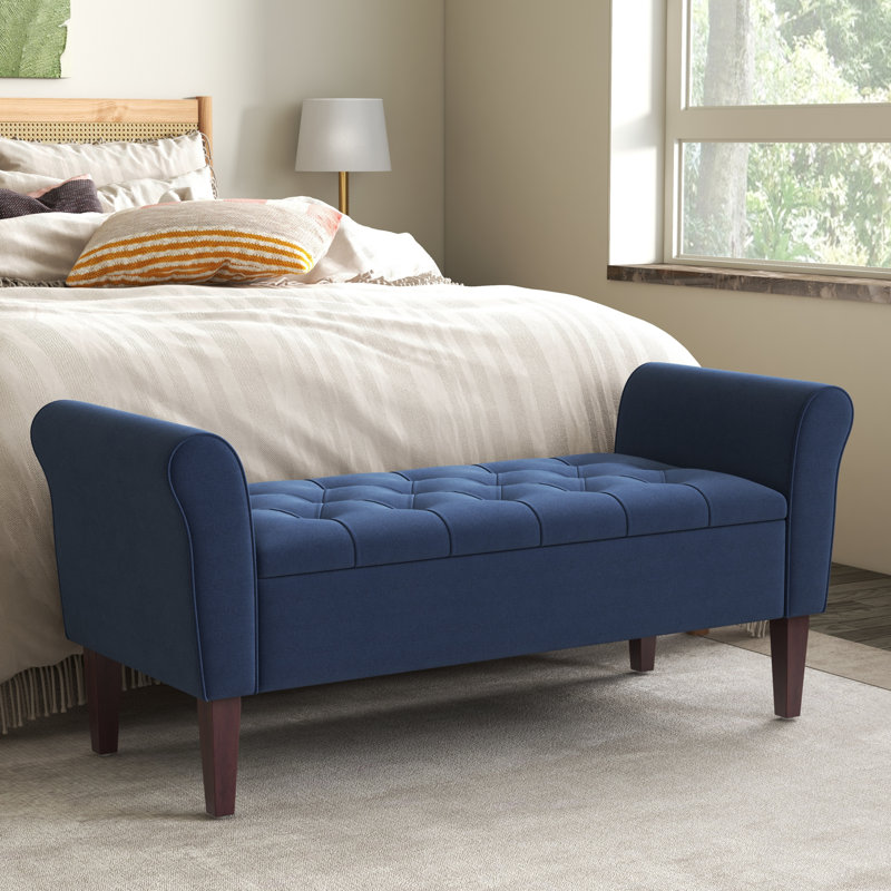 Polyester Tufted Storage Bench, Brown, 23.6" H x 50.4" W x 18.9" D