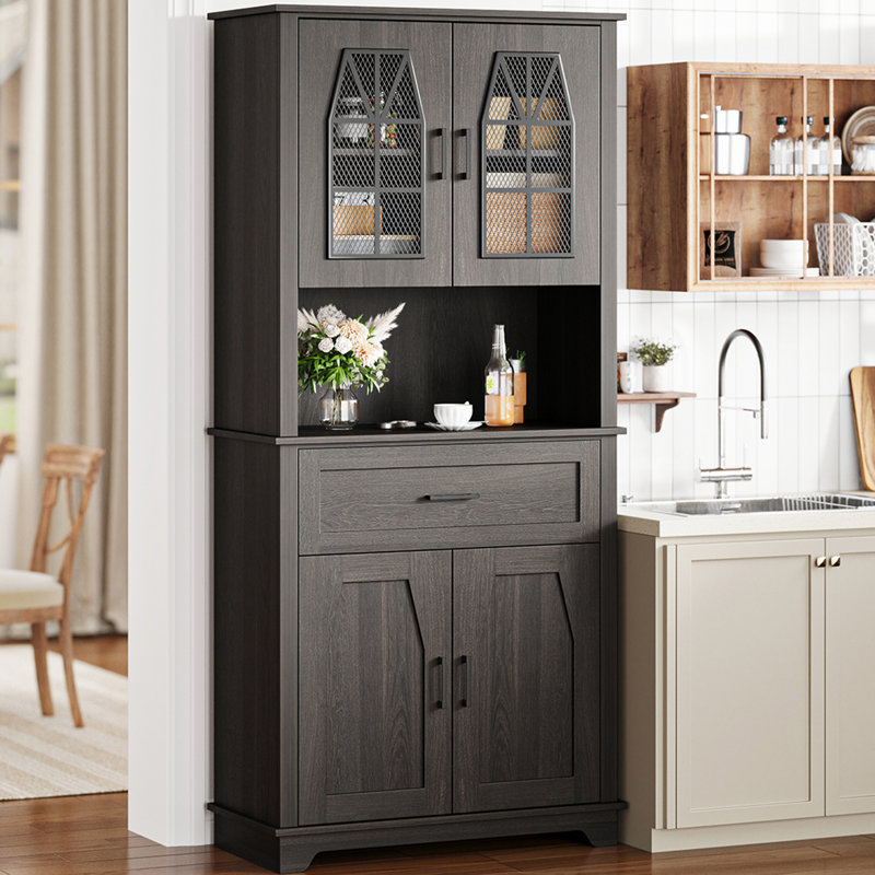 Armoire de rangement de 71 po de hauteur, garde-manger de ferme avec 4 portes, armoire autoportante pour la salle à manger, le salon et le bureau