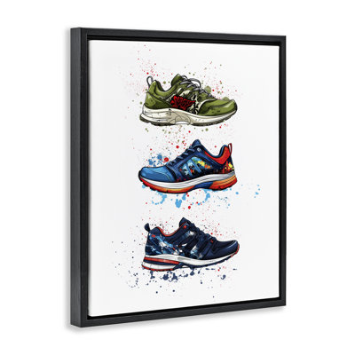 Modern Spray Sneakers Floating Frame, design by Christine Simpson Art