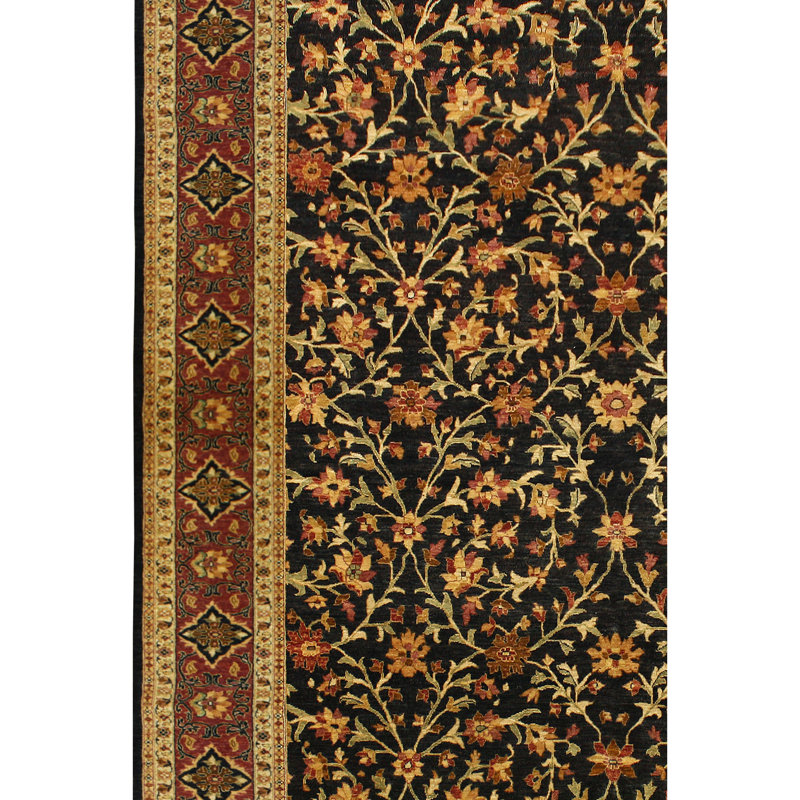 Wool Oriental Area Rug in Black, Rectangle 12' x 24'