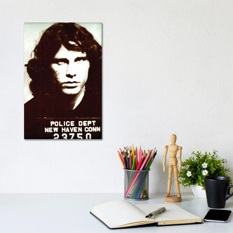 Jim Morrison Mug Shot by Radio Days - Wrapped Canvas Gallery-Wrapped Canvas Giclée, 20.32 cm H x 30.48 cm W