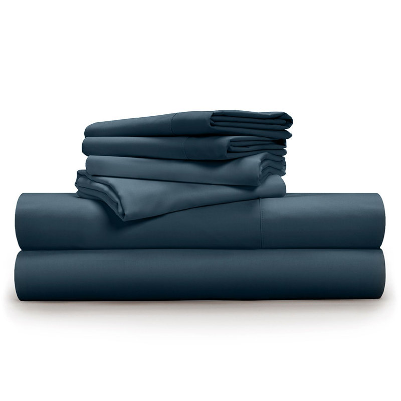  Ensemble de draps à densité de tissage 600 fils Luxe Soft & Smooth, Double, Bleu PG
