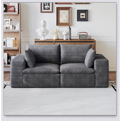 71 Inch Cloud Sofa with Corduroy Fabric, Deep Seat, Double-layer Design, Removable Cushions, No Assembly, DIY Combination for Various Rooms