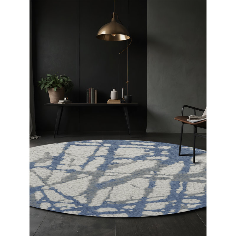 Tapis gris soyeux et moelleux, Rond 6 pi