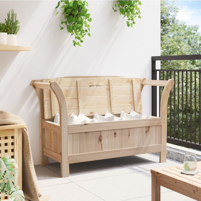 Solid Wood Storage Bench, Natural