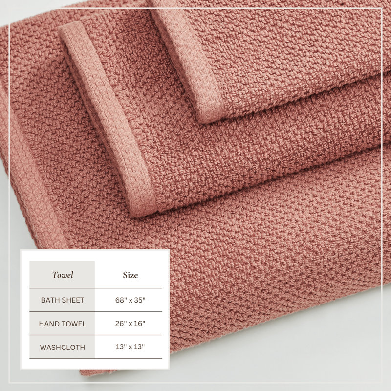 100% Cotton Textured Bath Sheet, Desert Rose, 6 Piece Set W/ Bath Sheets
