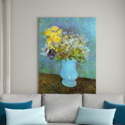 'Vase with Lilacs Daisies and Anemones' by Vincent Van Gogh Painting Print