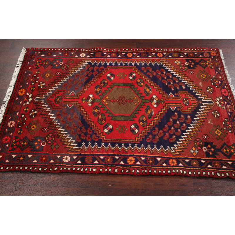 Tapis décoratif en laine noué à la main de conception unique 3 pi 2 po x 4 pi 10 po New Age