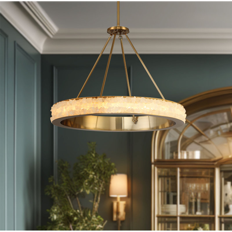 Everly Quinn Culmore - LED Chandelier In Celeste Brass Finish, 22.25" H x 28.88" W x 28.88" D