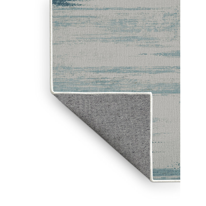 Tapis abstrait vert lavable à la machine, Rond 5 pi