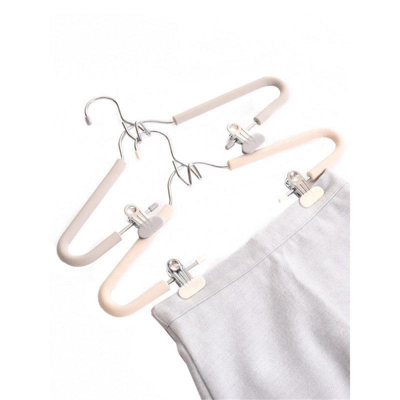 Foam Padded Hanger With Clips - Chrome Plated Heavy Duty Space Saving Pants Coat Hanger Grey 15 Pack, 10