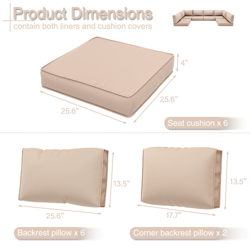 Coussin de siège / dossier extérieur 14 pièces Latitude Run®, Beige