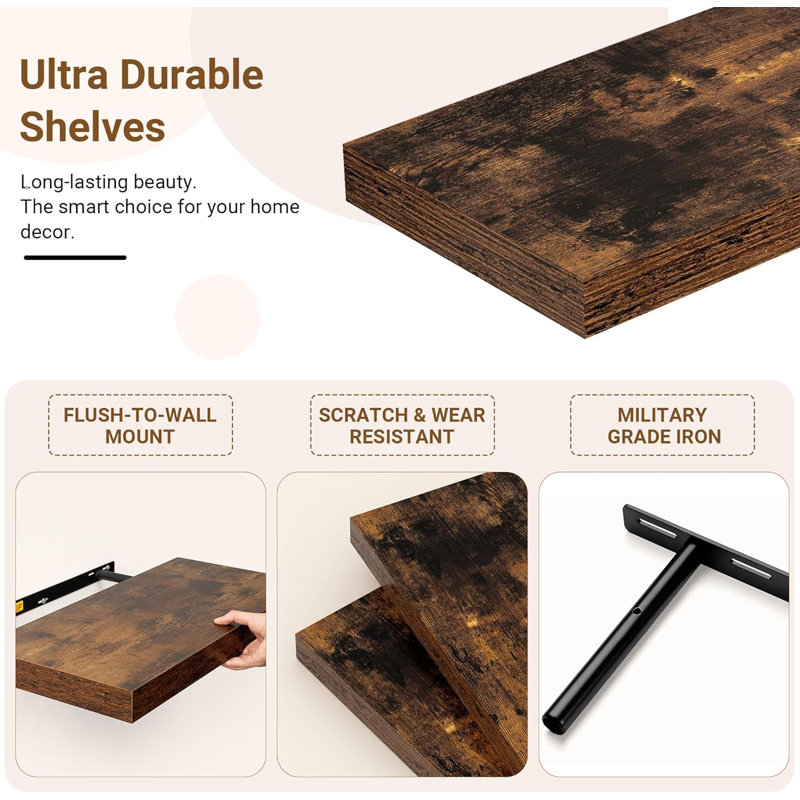 MDF Floating Shelf, Rustic Brown