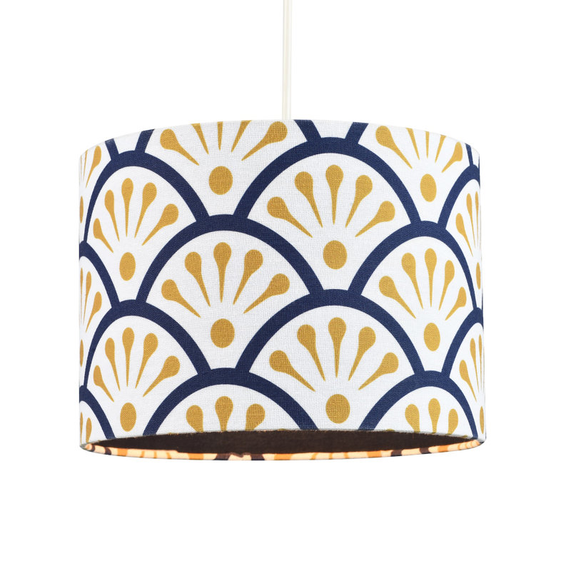 18cm H Cotton Blend Drum Lamp Shade ( Screw On ) in Navy