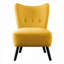 Fauteuil d'appoint avec accoudoirs rétro moderne capitonné à boutons et pieds en bois massif velours jaune ensoleillé-1515381045