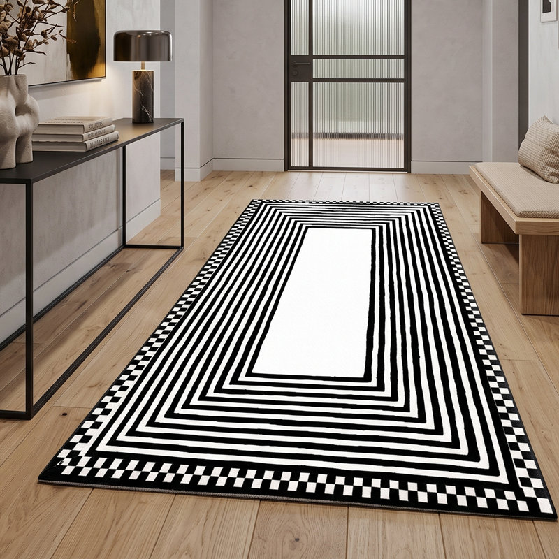 Geometric Optical Illusion Runner Rug