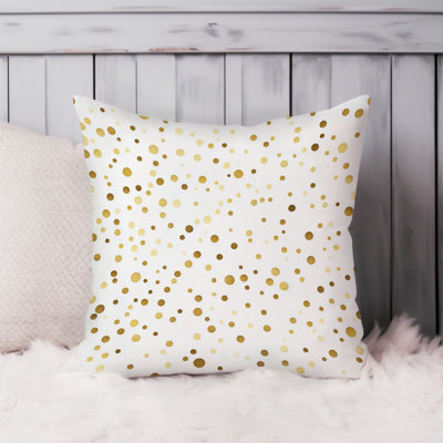 Holiday Gold Christmas Polka Dots Pattern Modern Throw Pillow Cover