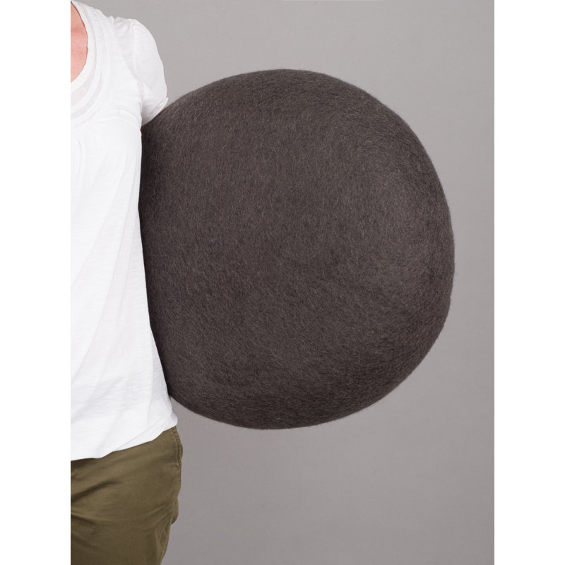 48cm Wide Round Solid Colour Pouffe Ottoman, Anthracite