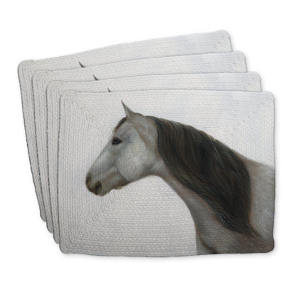 Winter Horse Braided Polyester Placemats Set of 4 - Home Decor