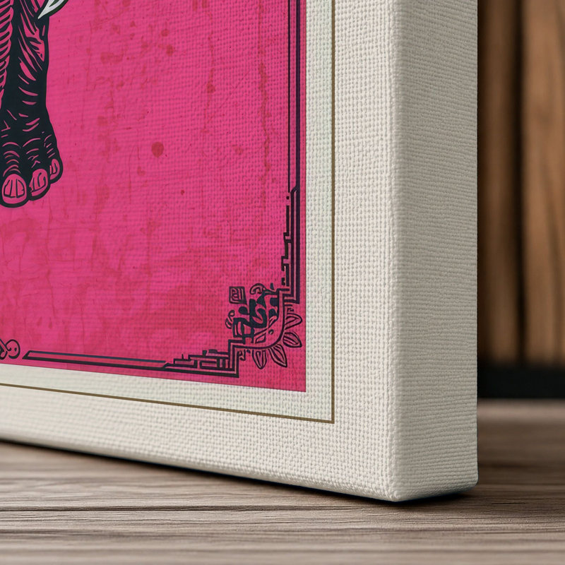 Elephant Heraldic Art Deco - Wrapped Canvas, Cream Border, 30x20 - 76.2 x 50.8 cm