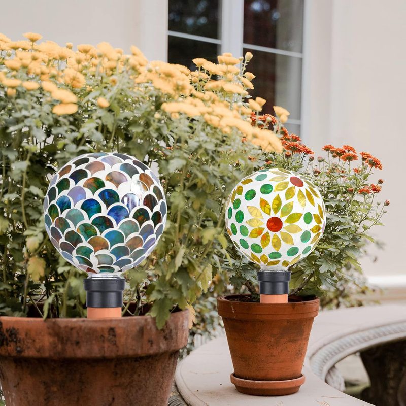Ensemble de 2 globes d'arrosage en mosaïque jaune