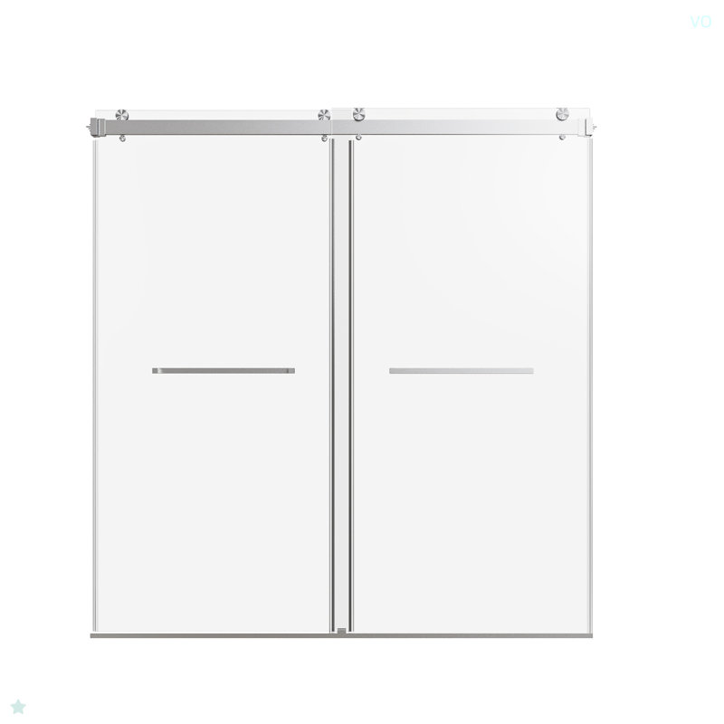 3Set 68-72 po. * 76 po. Double porte de douche coulissante sans cadre, 3/8 po.