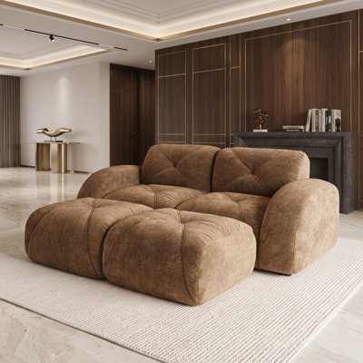 Chaise longue capitonnée en velours