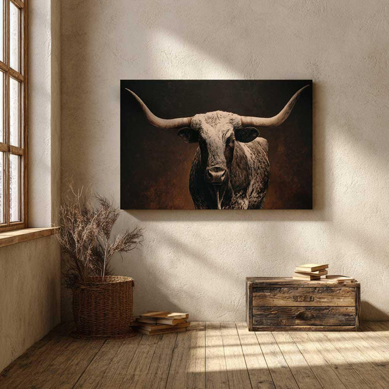 «Rustic Longhorn», reproduction d'art mural Western, H 24 po x l 36 po