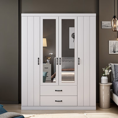 4 Door 2 Drawer Wardrobe With Mirror