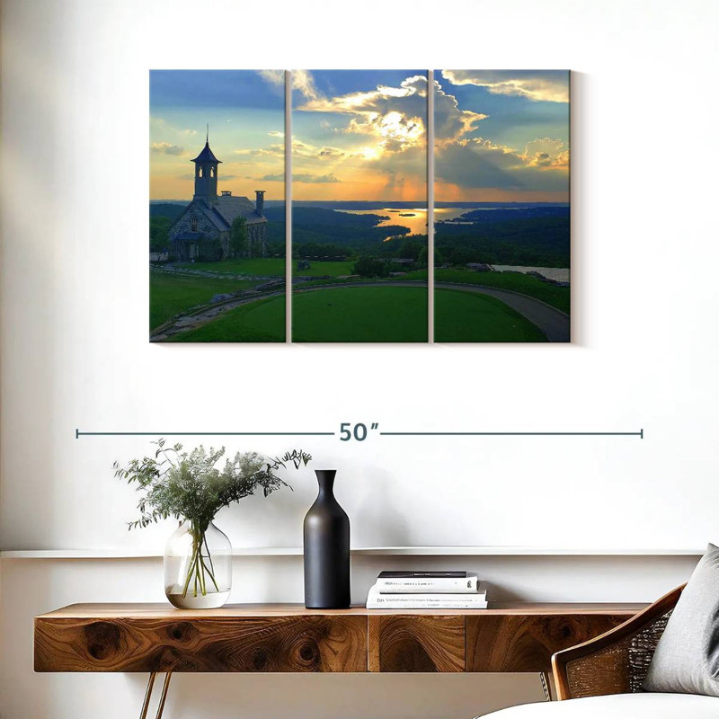 Adella Ozarks Chapel At Sunset, 24" H x 38" W