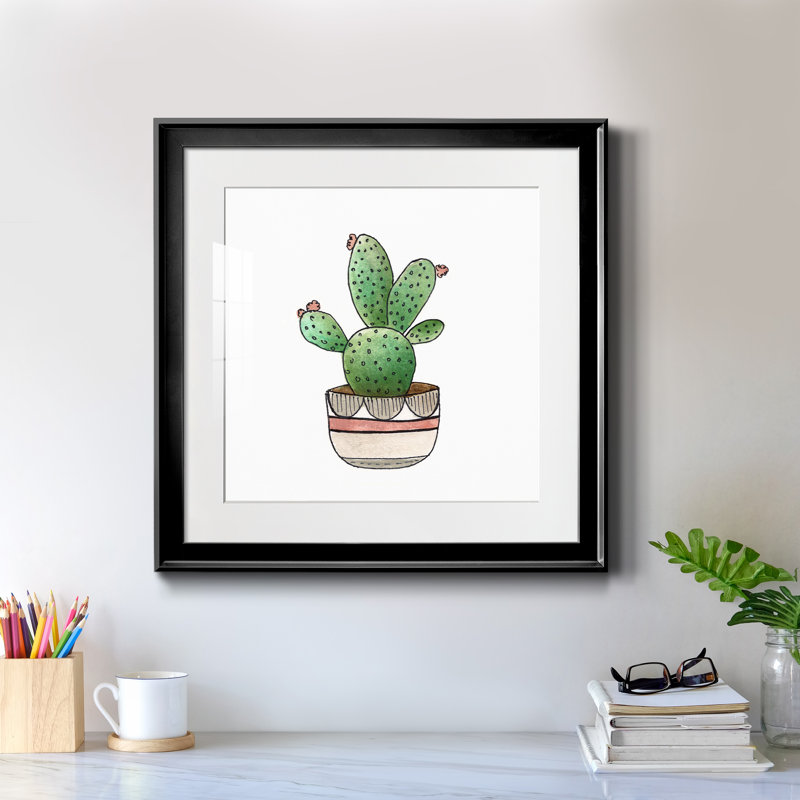 Boho Greenery III - peinture encadrée, H 17,5 po x l 17,5 po x P 1,5 po, Cadre noir