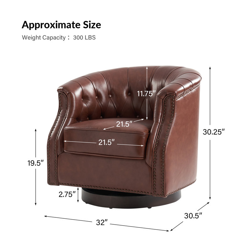 Chaise berçante Chesterfield, Cuir véritable brun