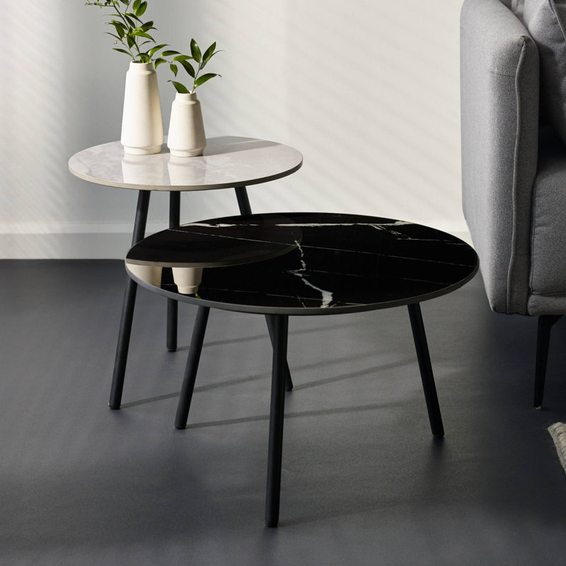 Casper Side Table Set, Black/White