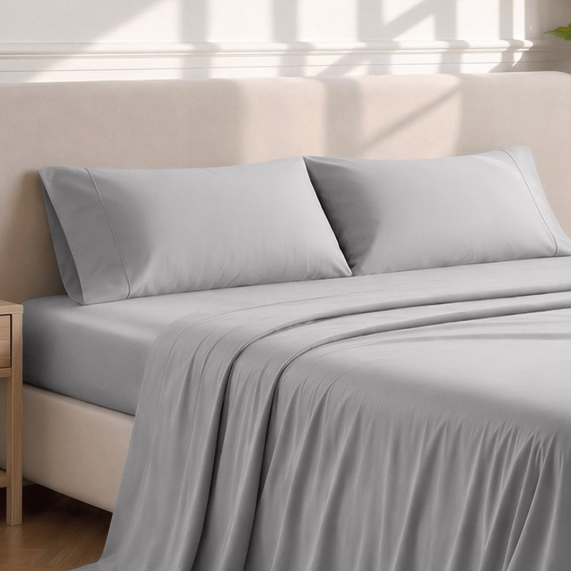 Soft Microfiber Pillowcase Set, Light Grey, 2 Standard Pillowcases