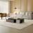 Modern Extendable Coffee Table With Hidden Drawers & Open Shelves, Contemporary Two-Tone Design