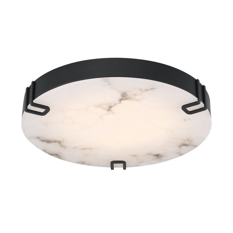 Noga, plafonnier encastré, albâtre, Noir mat, H 2,25 po x l 22 po x P 22 po