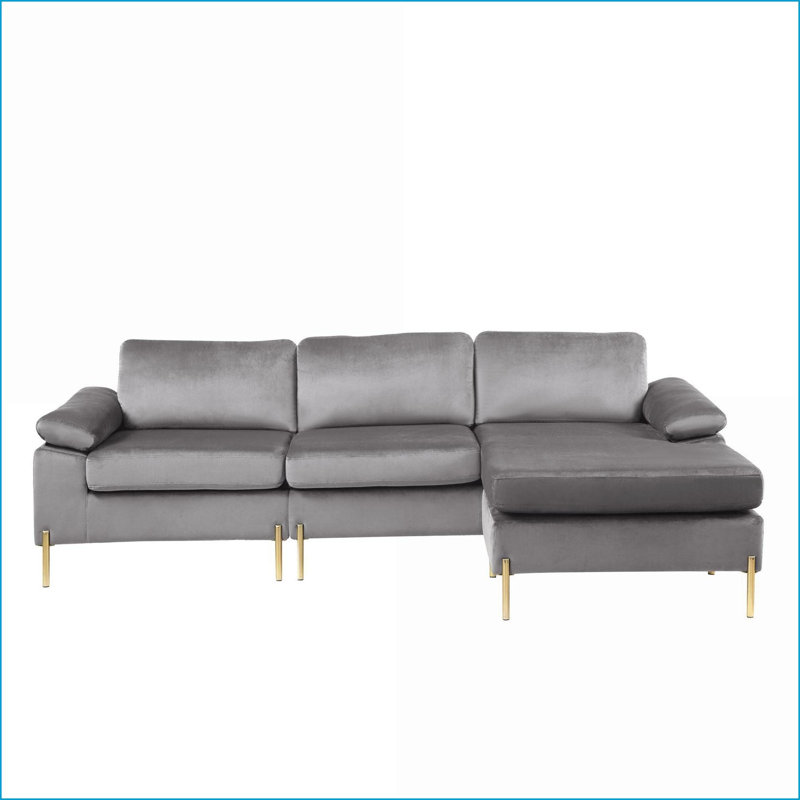 Canapés modulaires avec méridienne - Velours moelleux de style Mid-Century, structure en bois massif | Velours | Standard