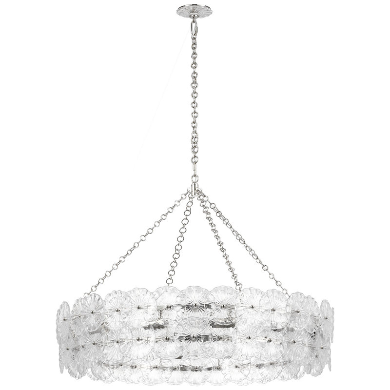 Julie Neill Gianna 36" Ring Chandelier with Clear Glass, Gold, Clear