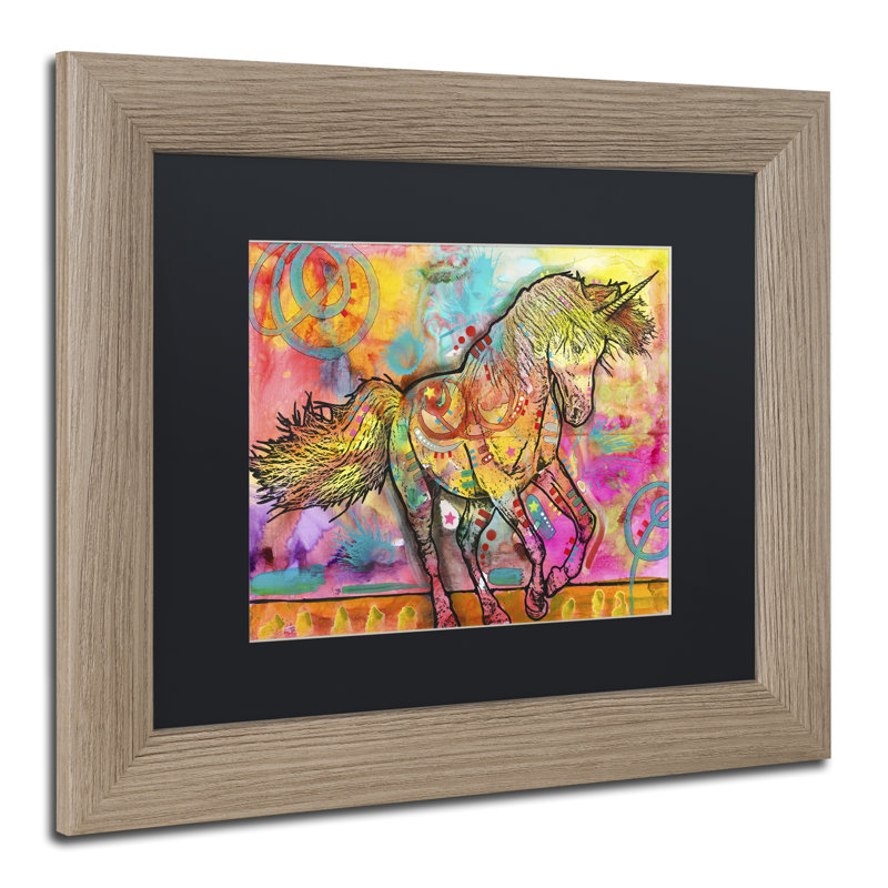 « licorne », impression, Noir, H 11 po x l 14 po x p 0,5 po, Cadre noir