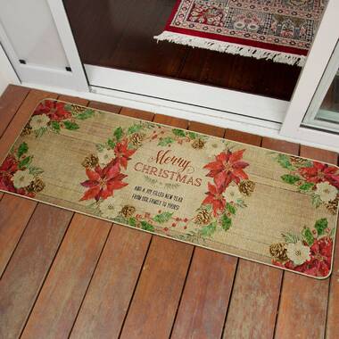 Entryways Williamsburg Winter Wishes Handwoven Coconut Fiber Doormat - Red / Brown