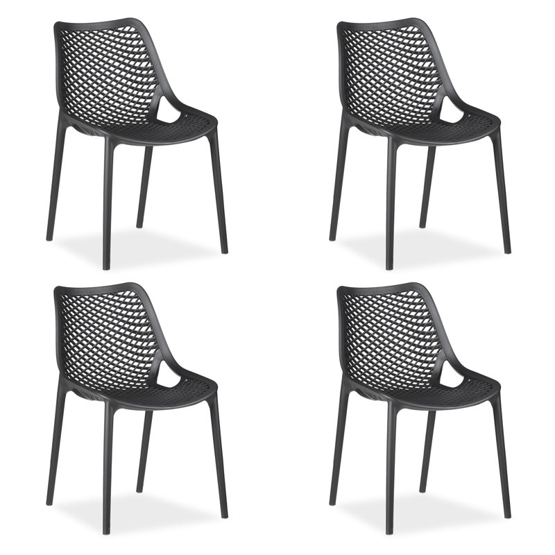 Arisbel Stacking Patio Dining Dining Chair, Black