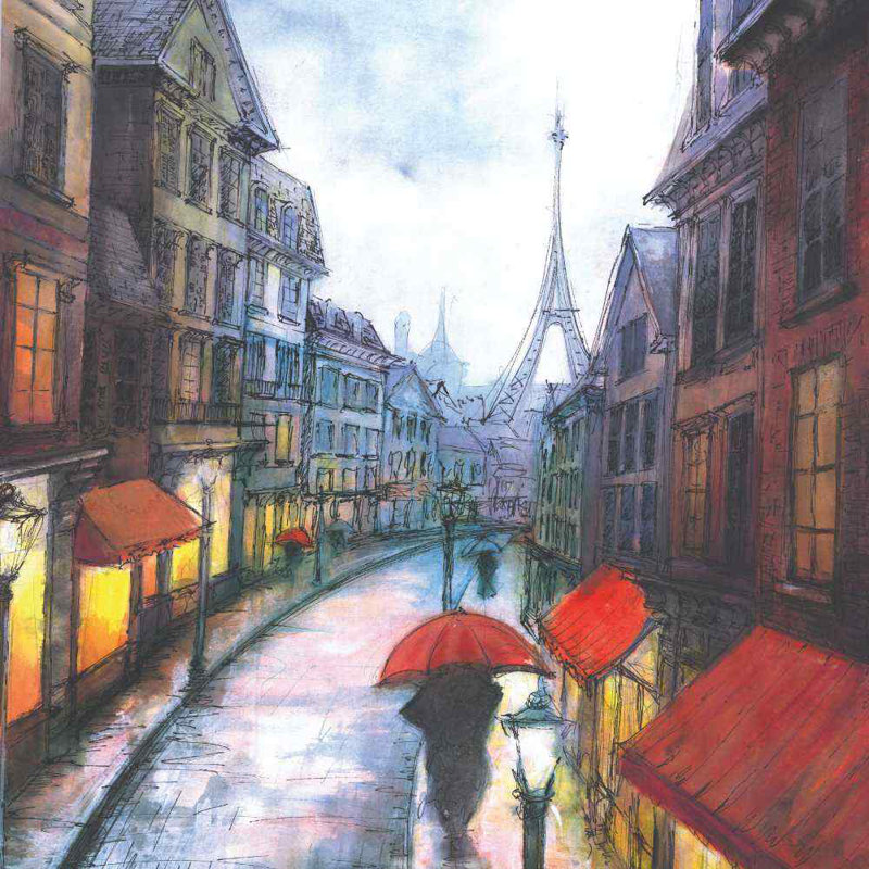 Rainy Paris 3 - Wrapped Canvas Painting, 30cm H x 30cm W x 3.8cm D