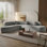 Très grand canapé modulaire de 122 po en tissu doux, design incurvé élégant avec trois coussins ronds, mousse haute résilience pour un confort ultime