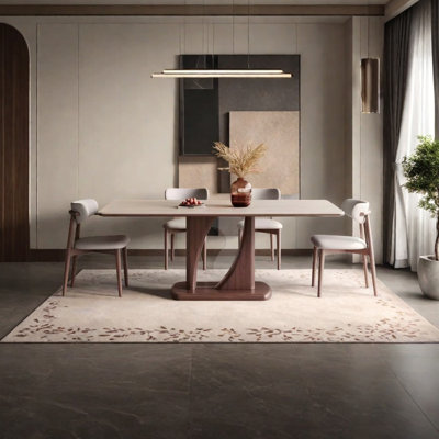Walnut Rectangular Solid Wood Dining Table